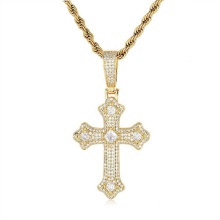Hip-Hop Diamond Cross Pendant Necklace Wholesale