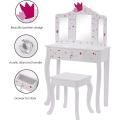 Tri-folding Mirror Desk for Girls Dressing Table