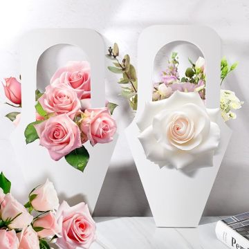 Elegant White Paper Flower Gift Bags