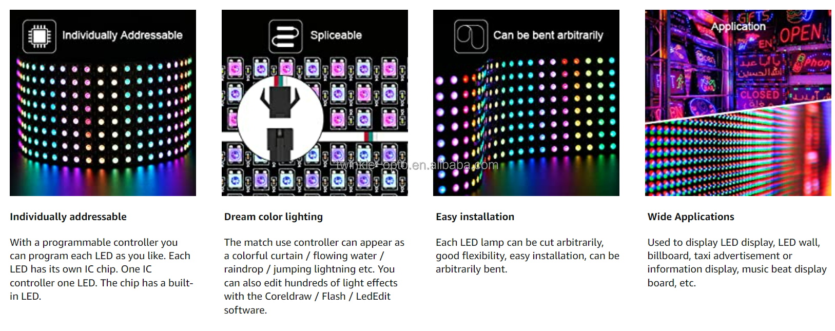 16x16 Ws2812 Rgb Flexible Led Matrix Panel - 256 Pixel Display 5v, High ...