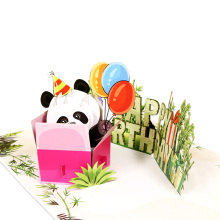3D Happy Birthday Panda Gift Box Greeting Card
