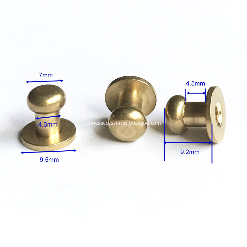 Solid Brass Leather Studs Buttons Cap Rivets 7x9.5x9.2mm