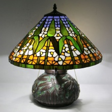 Tiffany-Style 16 Inch Bamboo Stained Glass Lamp with Dragonfly Base