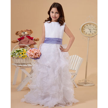 Layered Flower Girl Dresses, Round Neck, Organza, Ruffle