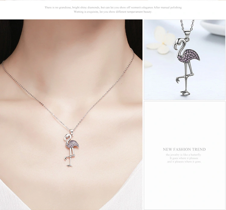 925 Sterling Silver Popular Flamin Bird Animal Pendant Necklaces