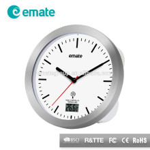 Aliuminum Bathroom Thermometer Analog Suction Clock