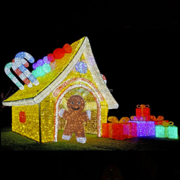 3D Illuminated Gingerbread House Display for Mall Christmas Decorations