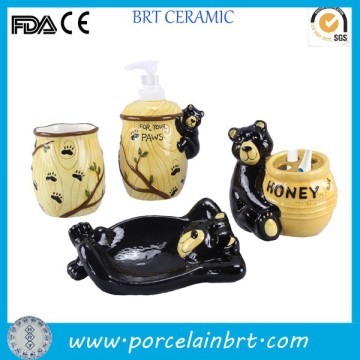 Ceramic bear shape bathroom set 4 piece