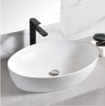 Oval Ceramic Countertop Wash Basin In White