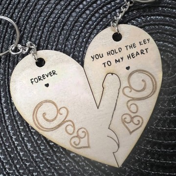 Heart Puzzle Couple Keychain: You Hold The Key To My Heart - Custom Wedding Wooden Key Chains