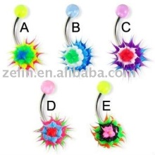 button ring with silicone koosh ball body navel belly piercing