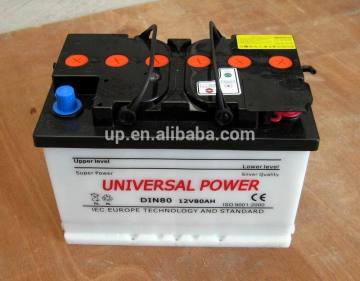 Hot selling dry charged 12v batteries 95D31R/80ah car battery JIS standard