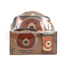 5pcs Colorful Bamboo Kids Dinnerware - High Quality Plastic Bamboo Fiber Sets
