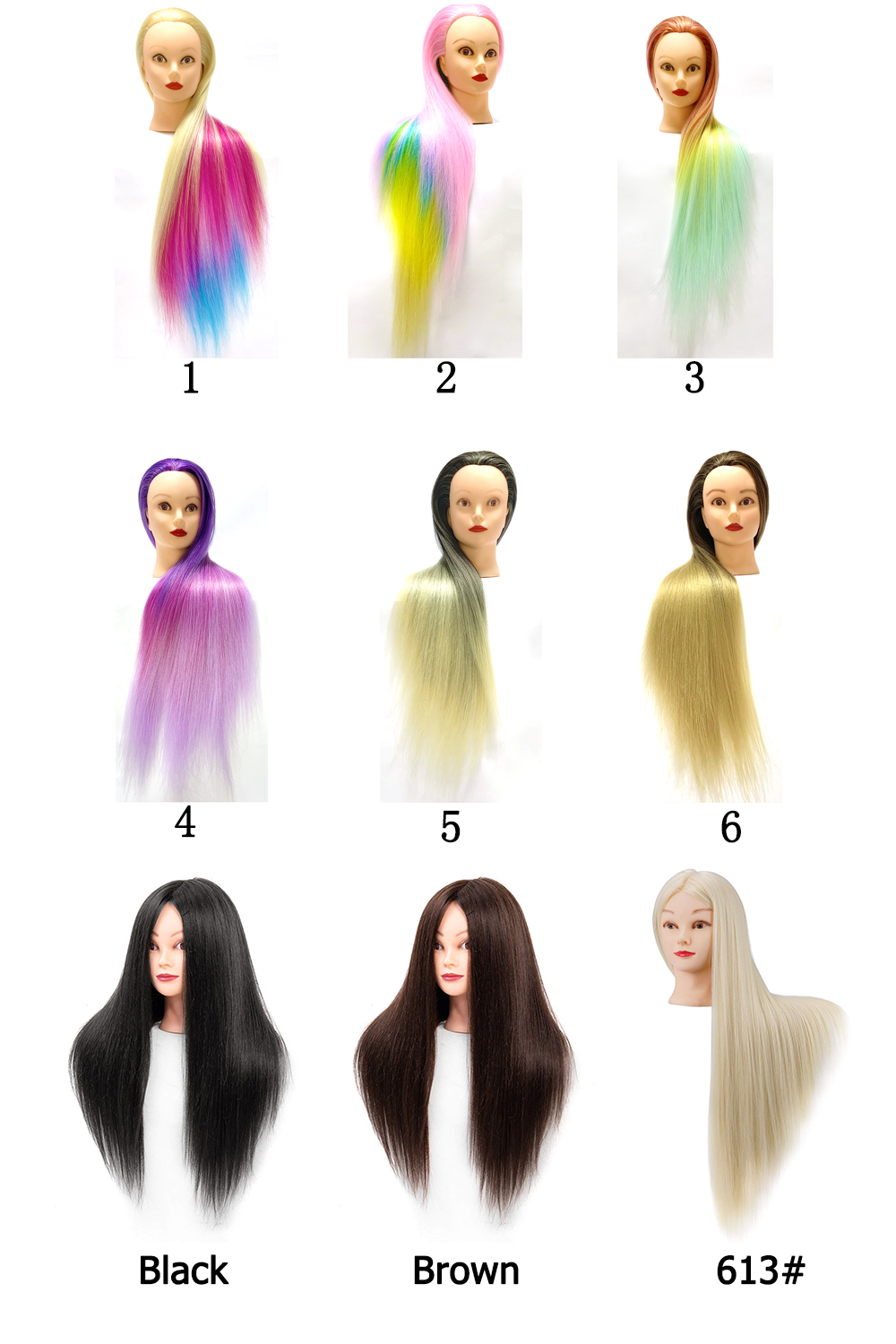 Synthetic Hair Manikin Head Female Wig Black Cosmetology   Maniquines Mannequin Head Hairdresser Training Doll Head