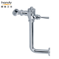 Hand-operated flushing valve with piping