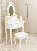 Childrens Dressing Table With Mirror and Stool