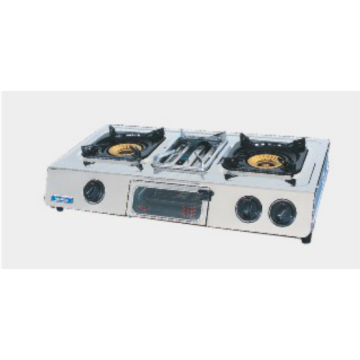 Double Burner Standing Gas Stove with Grill