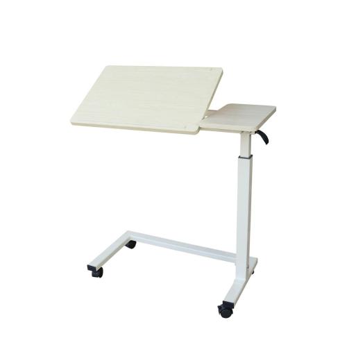 Medical bedside table with wooden countertop