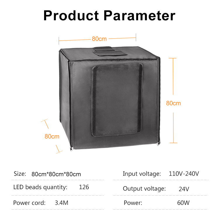 Draagbare Opvouwbare 32x32 Inch Foto Light Box Fotografie Schieten Tent Kit met Dimbare en Beweegbare LED Licht Draagtas