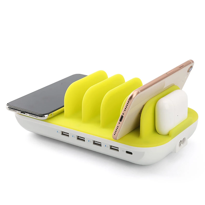 Charging Dock Station with Multiple USB Charger 3 in 1 Wireless Charger for Airpod and Smart Phone