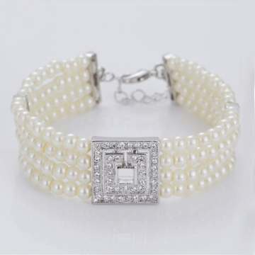 Multi Layers White Faux Pearl Bracelet