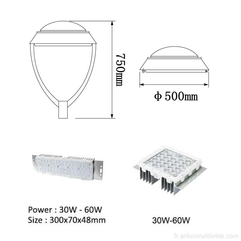 Usine directe ip66 60w lumières de jardin menées