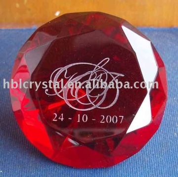Red diamond crystal paperweight
