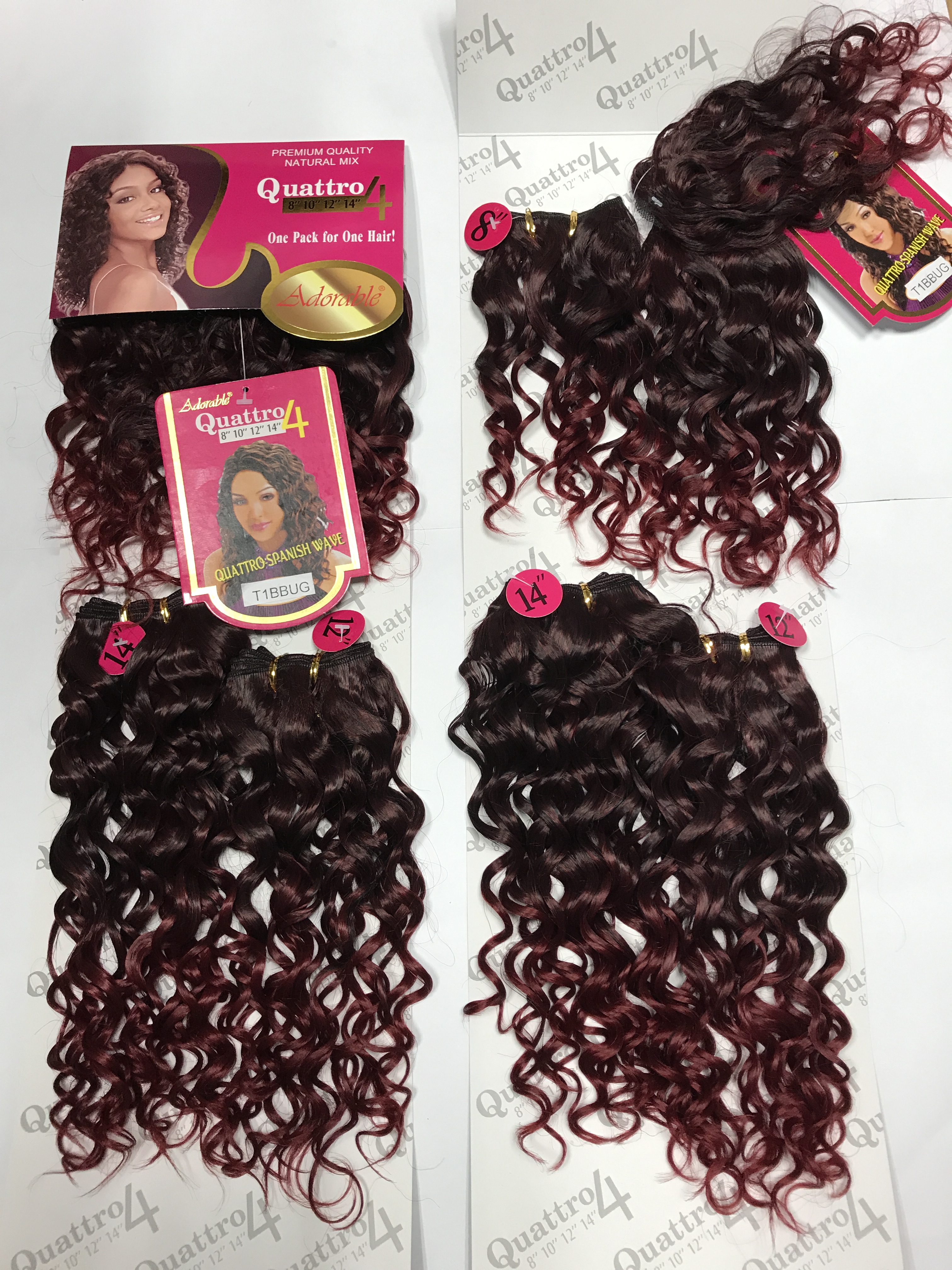 Spanish curly hair Weave 4pcs different length in a pack,Synthetic hair weft by Adorable hair