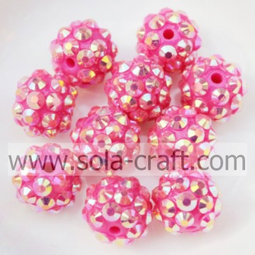 Rose AB Acrylic Resin Rhinestones Solid Ball Beads 10*12MM