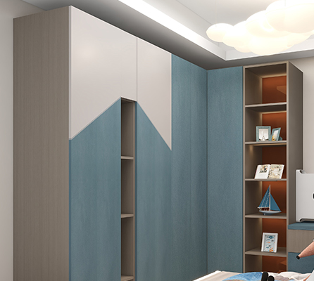 simple and modern kids room with wardrobes