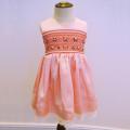 12 maanden-8 jaar op maat roze gesmokte geborduurde jurk