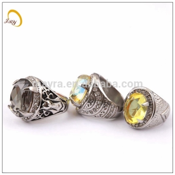 Stainless steel high grade big zircon gold prong setting ring for couple