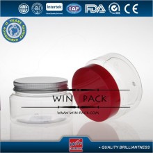 transparent plastic jar with red lid ,aluminum lid plastic jar,plastic jars with colored lids