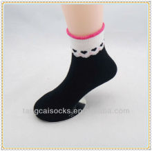 black color little girls socks with ruffle welt