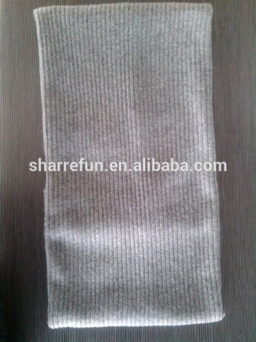 Unisex winter wearing 12gg knitting grey color cashmere rib scarf