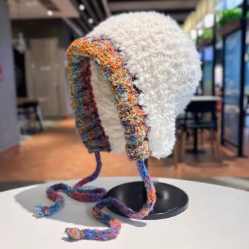 Autumn & Winter Colorful Yarn Strap Knitted Wool Hats for Adults