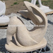 Abstract stone figure sculpture granite kinetic wind man doing yoga statue for outdoor