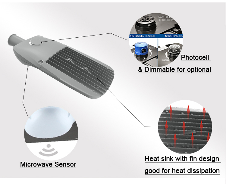 Montion Sensor LED Street Lights Price 60W 100W 150W 130lm IP65 Waterproof Solar Powered Street Lighting