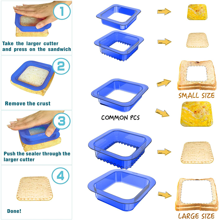 Amazon Sale Sandwich Cutter And Sealer Plastic Cookie Cutter DIY Kid Uncrustables Sandwich Cutter For Kid