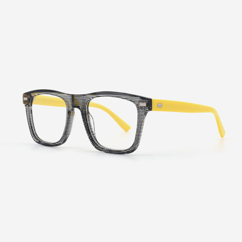 Bevelling Rectangular Acetate Men's Optical Frames