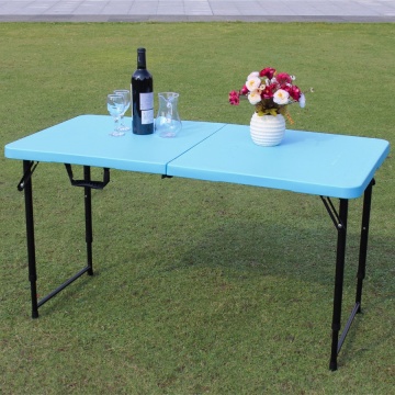 4 ft. One Hand Adjustable Height Fold-in-Half Table