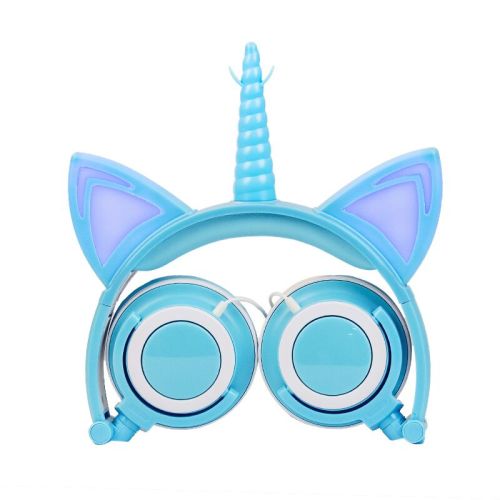 Novos fones de ouvido com fio de desenho animado Glowing Cat Unicorn