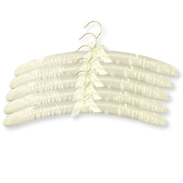Superior Quality Padded Satin Hangers in Pale Ivory