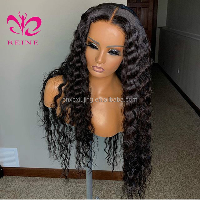 Wholesale 13X4 Transparent Lace Frontal Wig 34" Unprocessed 100% Virgin Brazilian Human Hair Loose Deep  Wave Lace Front Wigs