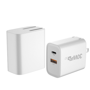 Chargeur de téléphone PD de chargeur rapide USB de 30W blanc