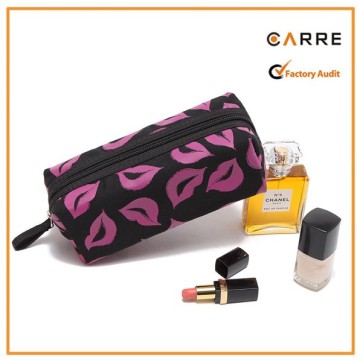 high quality lip shaped patten lady canvas makeup bag