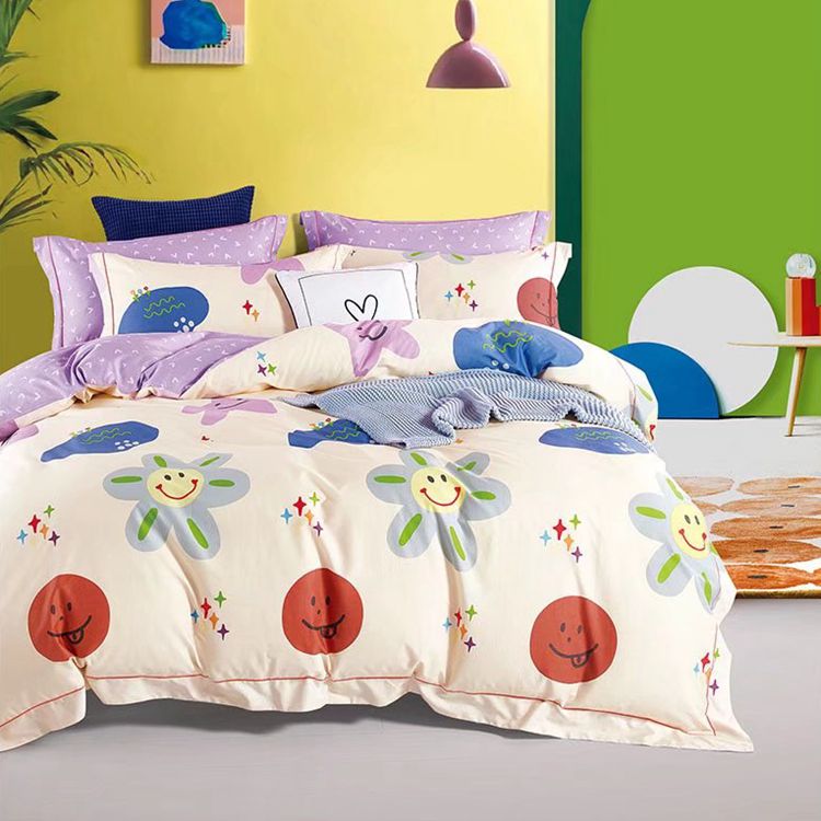 Accept custom print cotton soft bedding bed sheet quilt duvet cover comforter set