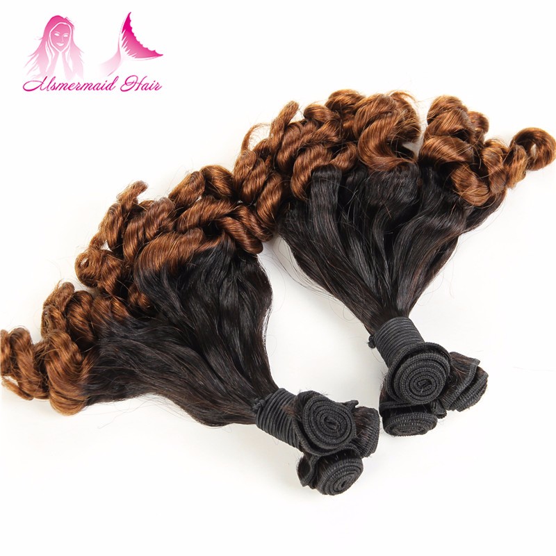 Human Hair Brazilian Wholesale Fumi Style Weave Bundles, 2 Ton Color Ombre Hair Extension Bundles