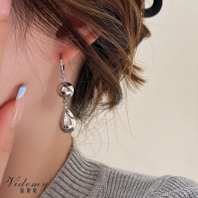 Elegant Silver Textured Water Drop Stud Earrings