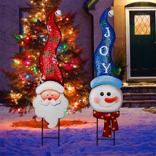 2 Pack Christmas Metal Stakes with Tinkle Bell